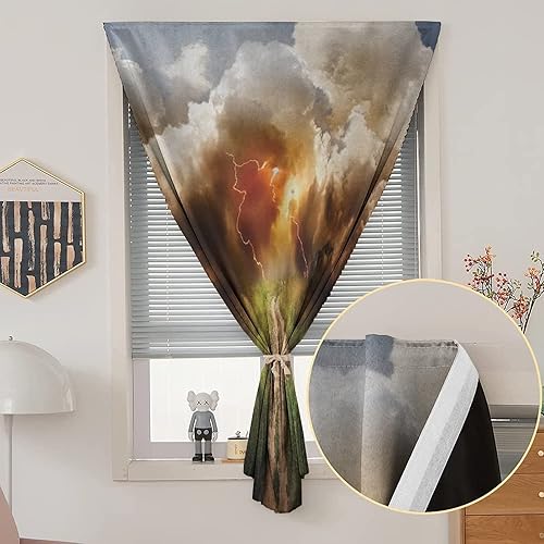 Miniatura 2 de Cortinas opacas portátiles autoadhesivas, cortinas de oscurecimiento de la habitación de la naturaleza, deslumbrante nube de lluvia grande sobre el