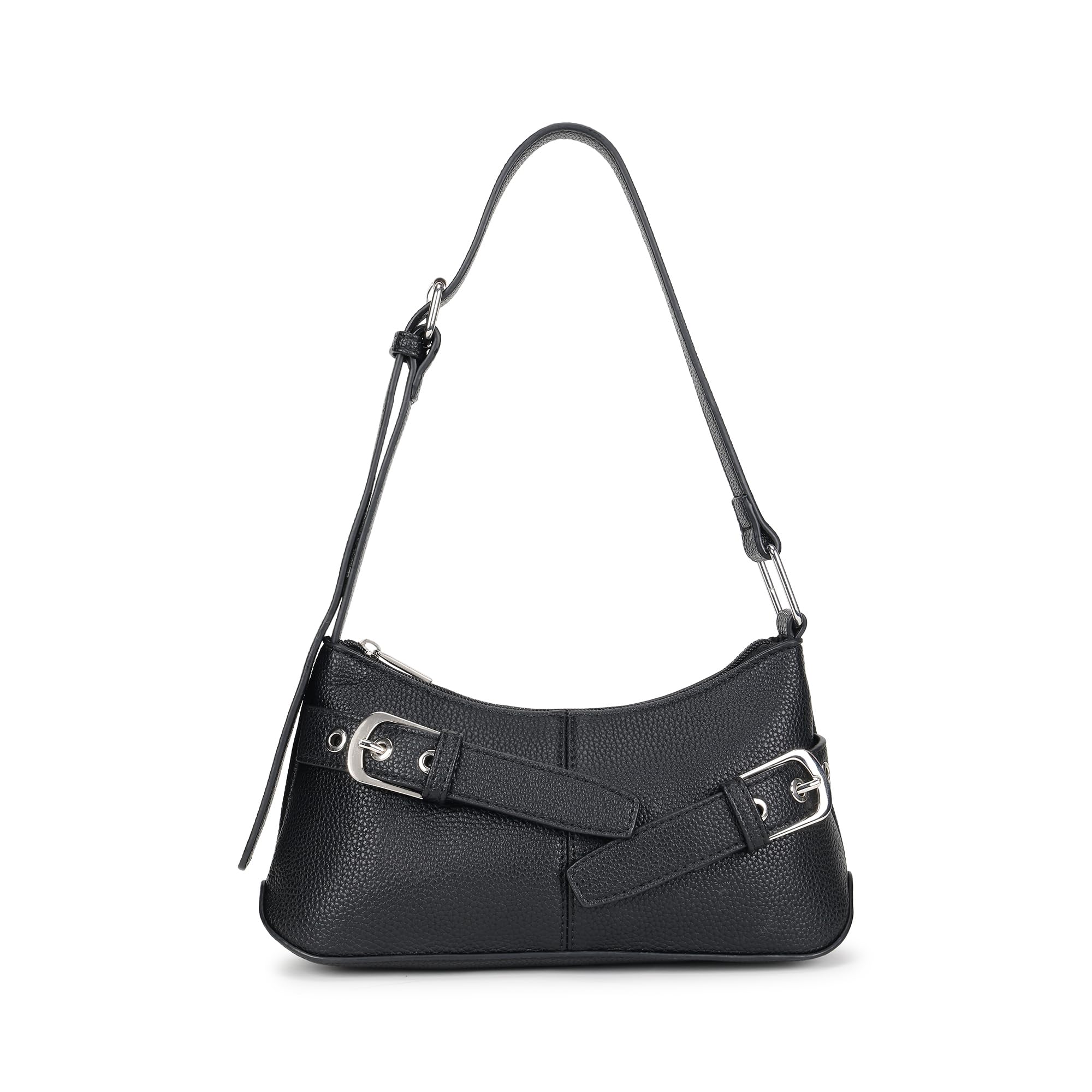 fastrack Buckle Up Black Shoulder Bag | Faux Leather bag with Front Buckle Accent | Zip Closure Shoulder Bag with Adjustable Strap & Spacious Compartment with Organizer Pockets-picture-24