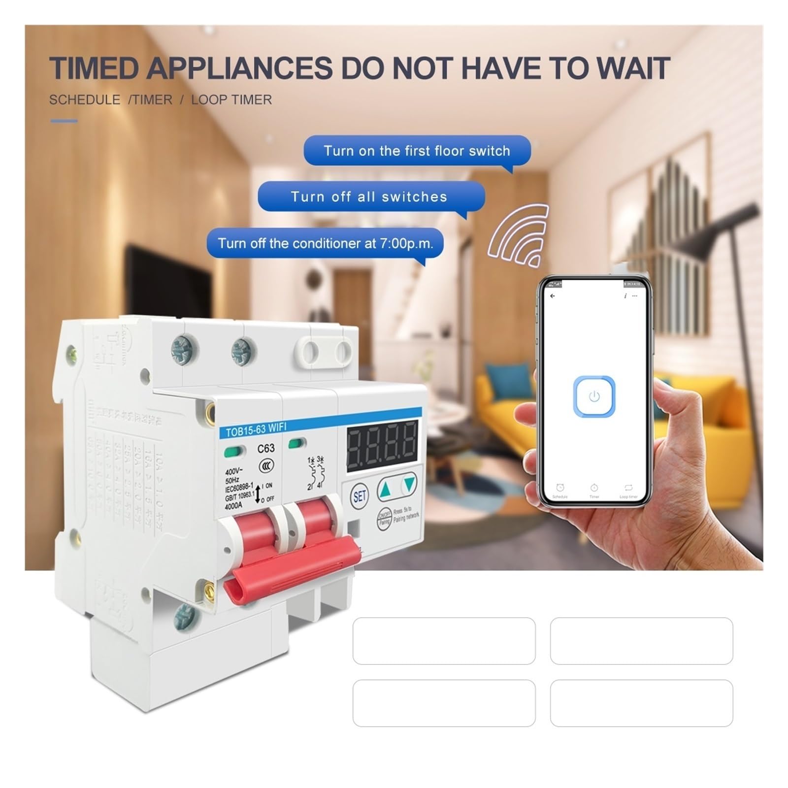 Télécommande De Commutateur Intelligent De Disjoncteur De Rail DIN WiFi par avec Écran LCD De Protection De Courant De Surtension Et De sous-Tension Surveillance de la consommation d'énergie