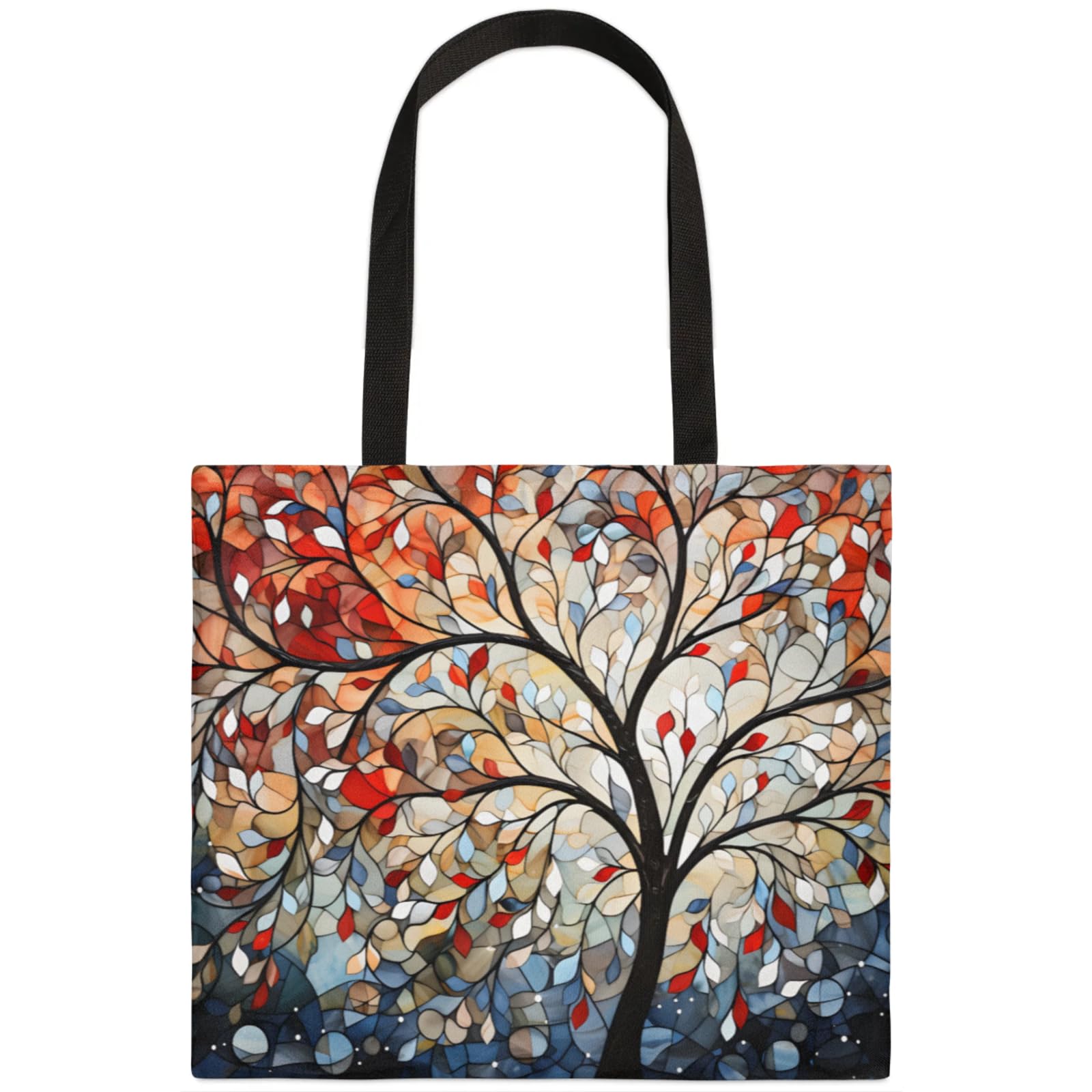 Mularoka Beautiful Abstract Tree Square Canvas Tote Bag Top Handle Purses Stylish Women Canvas Shoulder Tote Bags Reusable Handbags for Work Travel Picnic Beach Shopping Gym Hiking