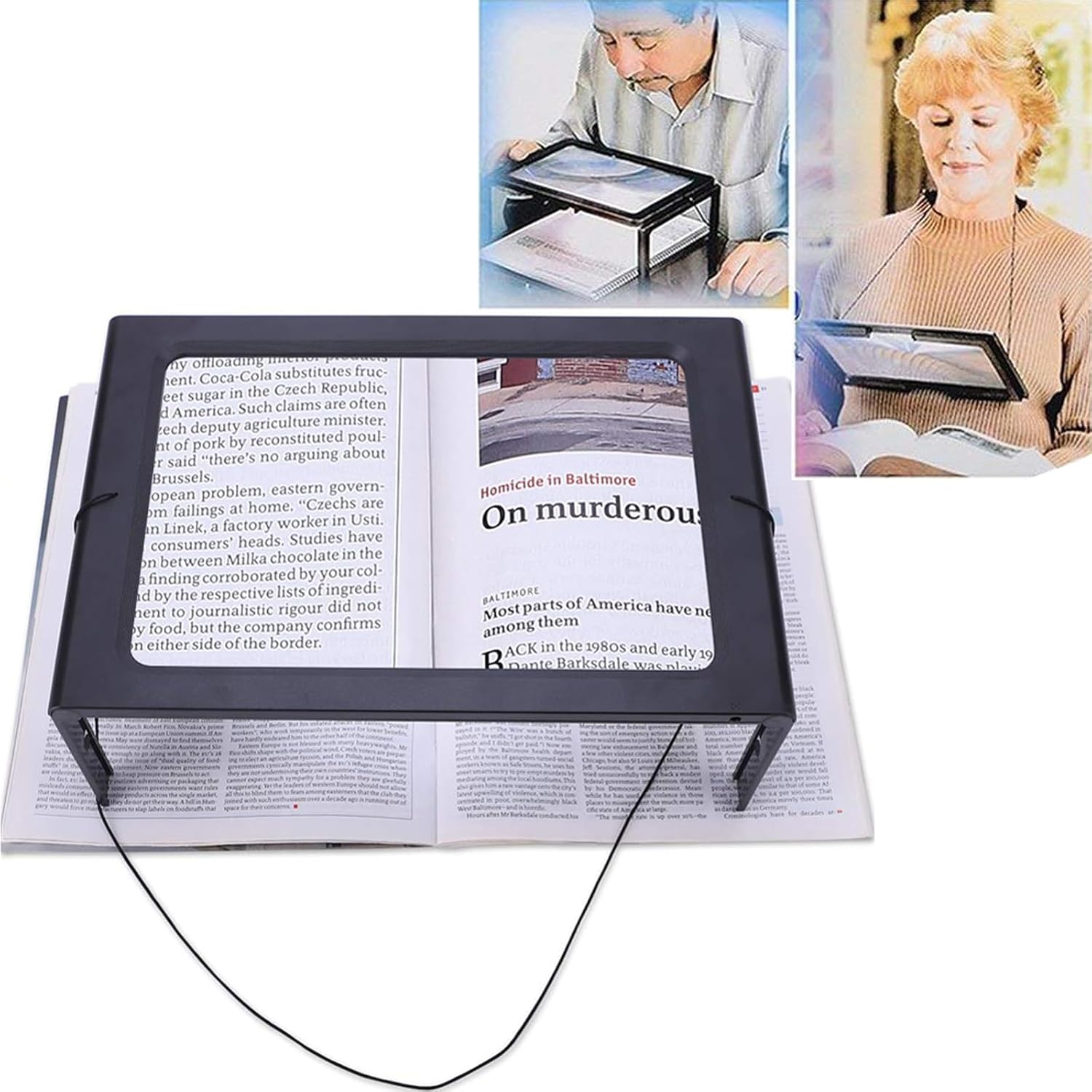Reading Magnifier, Page Magnifying Glass with 4 LED Light