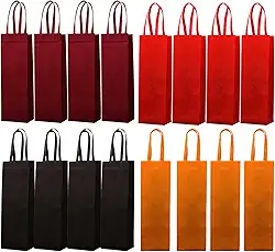 Sacos de presente de vinho não tecidos de 48 peças, garrafa única, 12 vermelhos, 12 laranjas, 12 bordô, 12 cafés, para presente de Natal e Natal