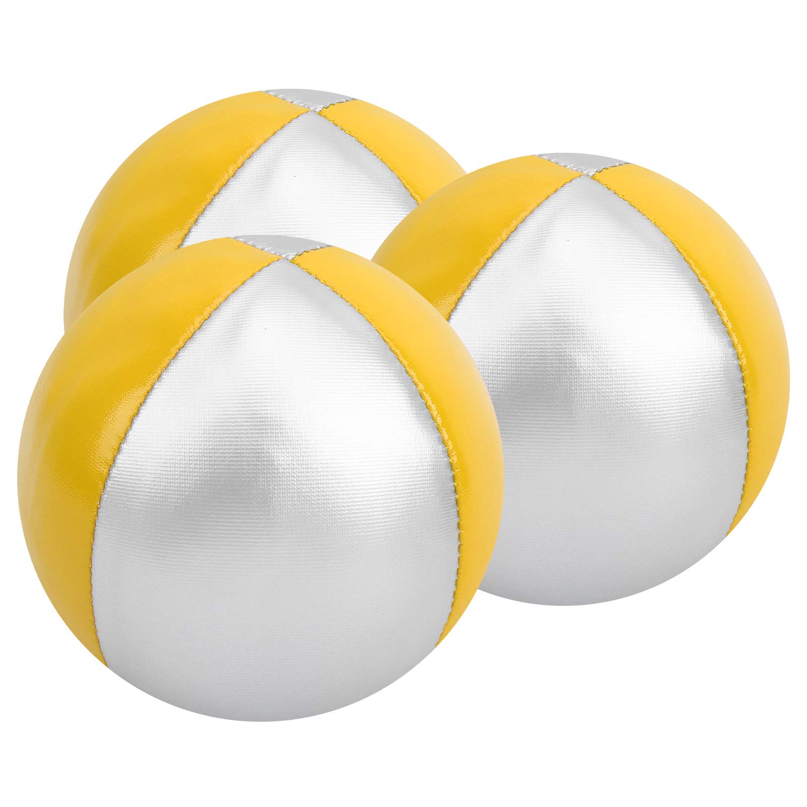 3Pcs Juggling Balls Set for Beginners, Soft Juggle Toss Balls for Variety Show Indoor Leisure Sports Fun Puzzle Educational (Yellow/Silver)