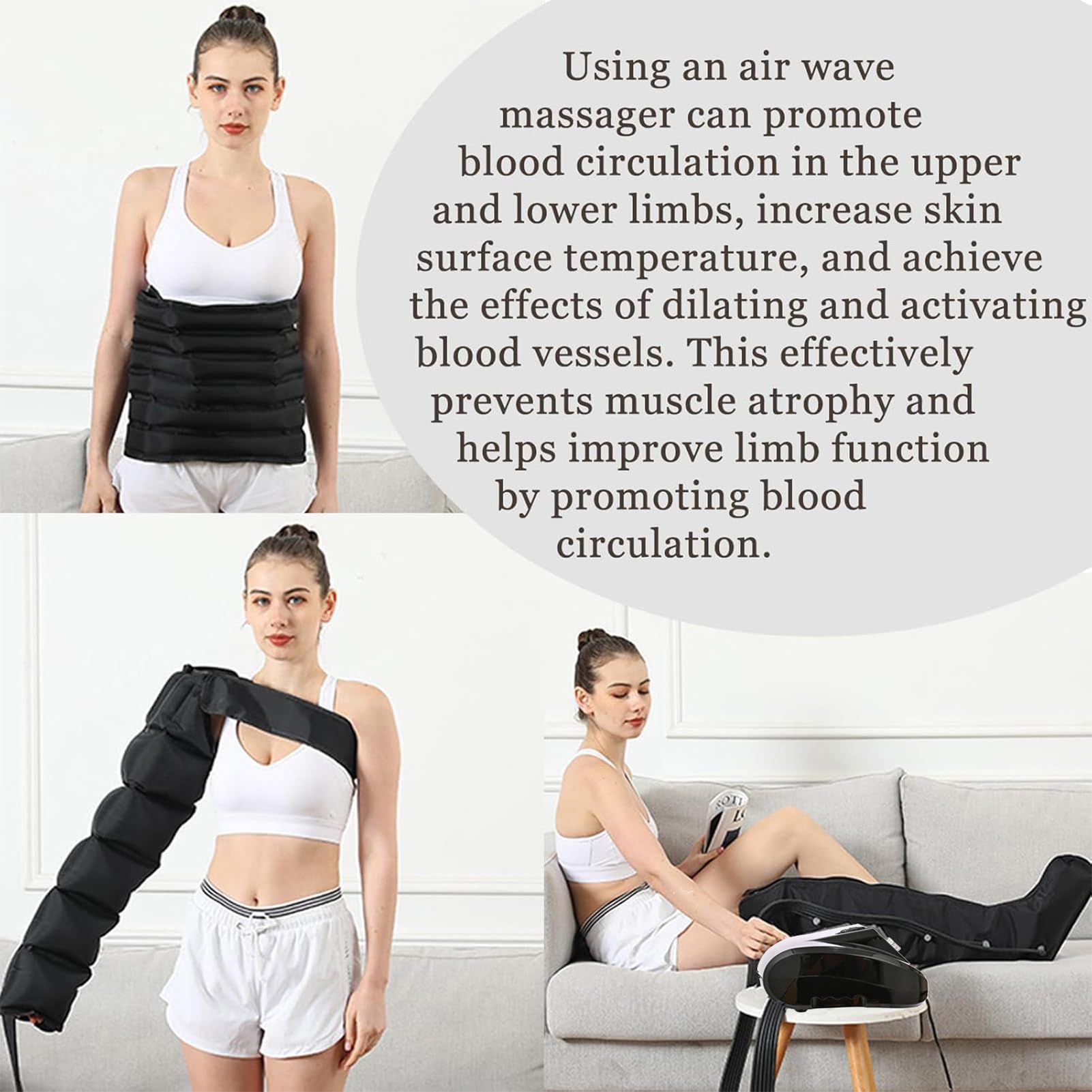 Pressoterapia per Casa per Gambe e Addome, Massaggiatore per Vita Braccia Gambe Caviglie, Linfodrenaggio, Professionale, Aiuta Ad Alleviare Il Dolore E Il Relax del Linfedema