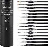 Golden Maple 15pc Miniature Paint Brushes Set - Micro Detail Model Brushes for Acrylics, Oils, Watercolors, Figurines & Paint by Numbers w/ Travel Case