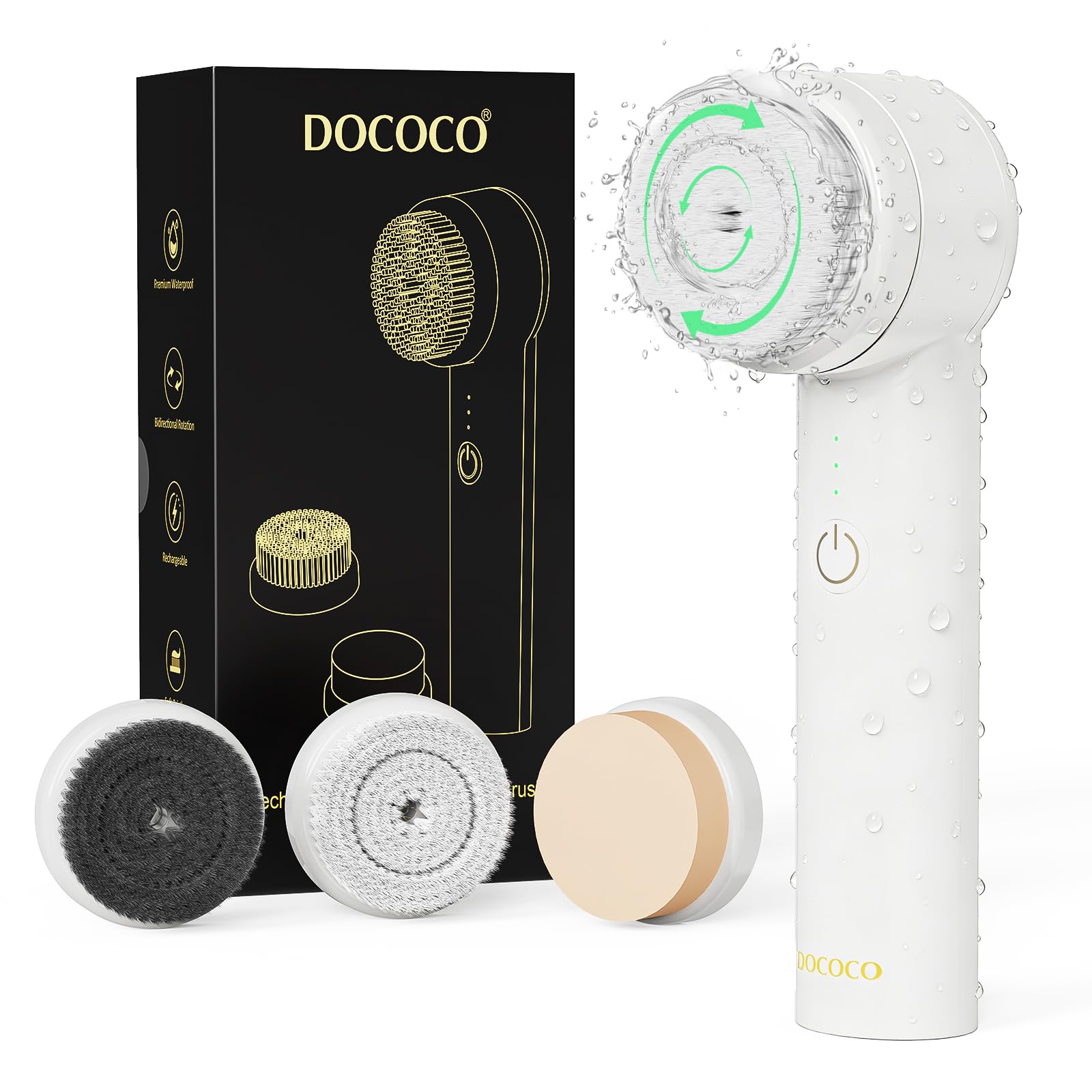 Cepillo de limpieza facial, limpiador facial eléctrico con 2 direcciones de rotación, cepillos faciales 3 en 1 para limpieza y exfoliación, 3 velocidades ajustables, cepillo de lavado facial