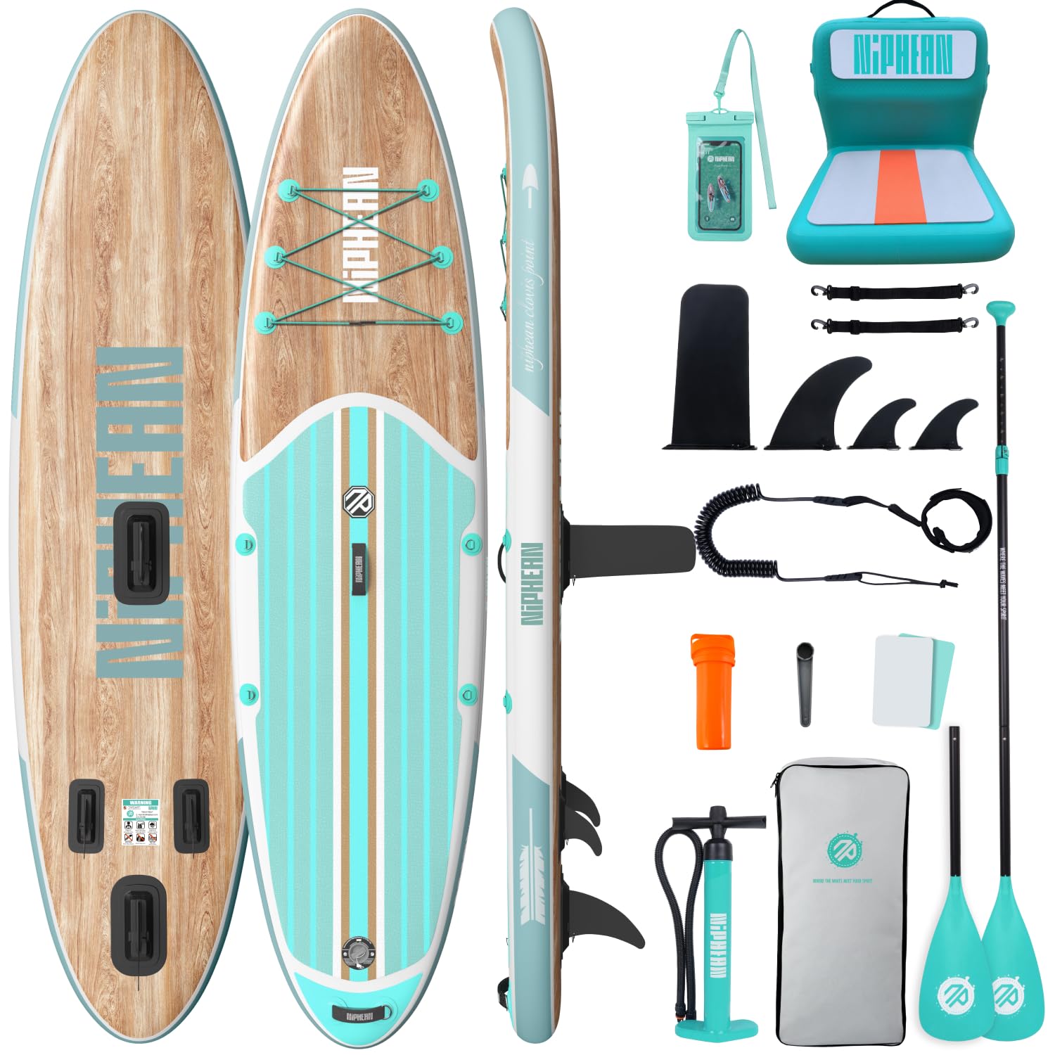Niphean Tavola SUP Gonfiabile 320cm/230cm con Accessori SUP Stabile | Tavola SUP Rigida Portata 200kg, Antiscivolo con Kit Riparazione, per Adulti, Principianti, Uomini, Donne e Yoga
