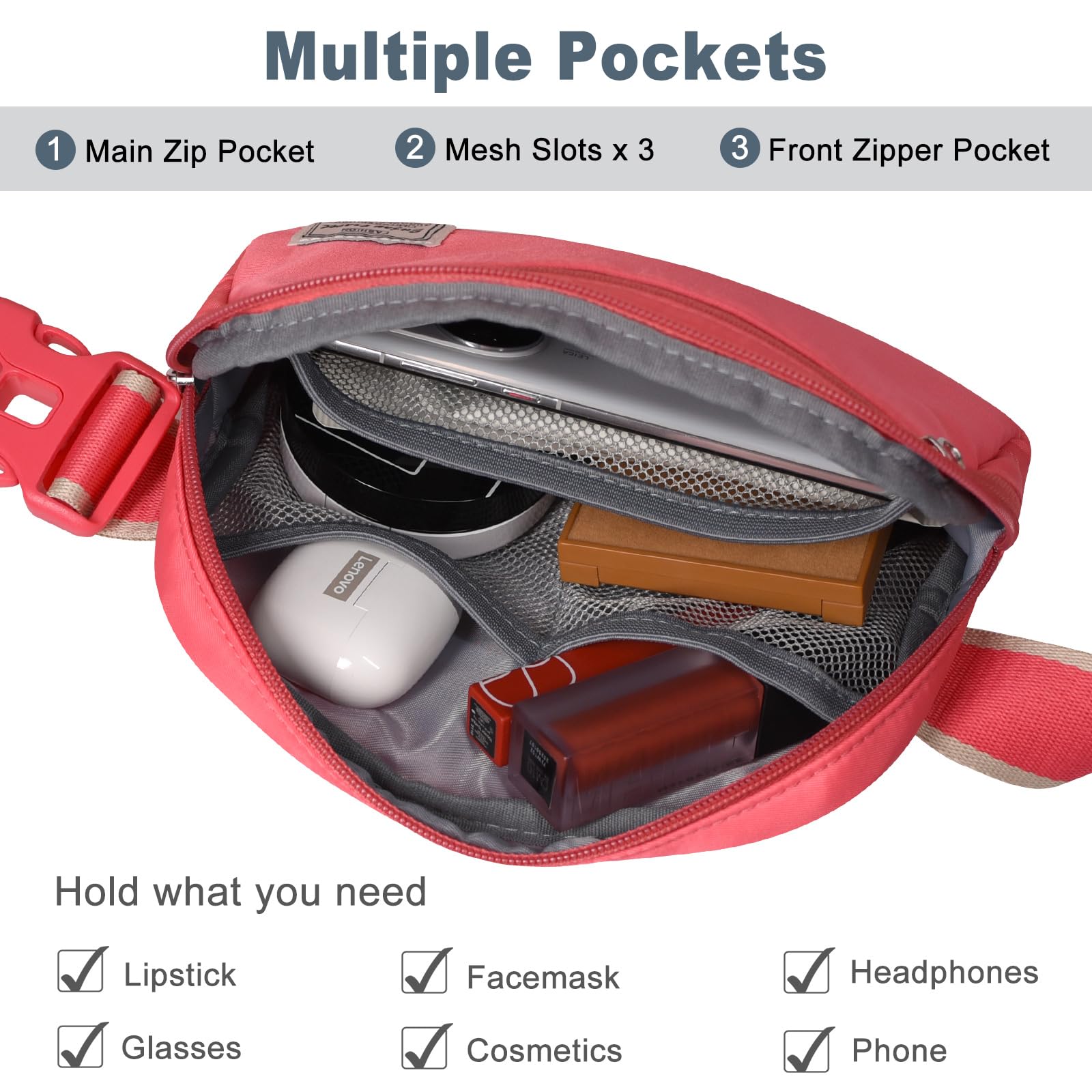 DMLuna Piccola borsa a tracolla da donna alla moda, leggera, per donne e uomini, mini marsupio con cinghia regolabile per corsa, allenamento, viaggi