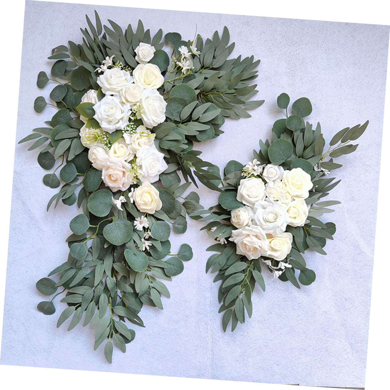 Elegantes Satz Kunstblumen für Grabgestecke aus Künstlicher Seide und Tüll Weiße Hochzeitsdekoration für Innenbereich mit Pflegeleichten Nie Verwelkenden Blumenarrangements