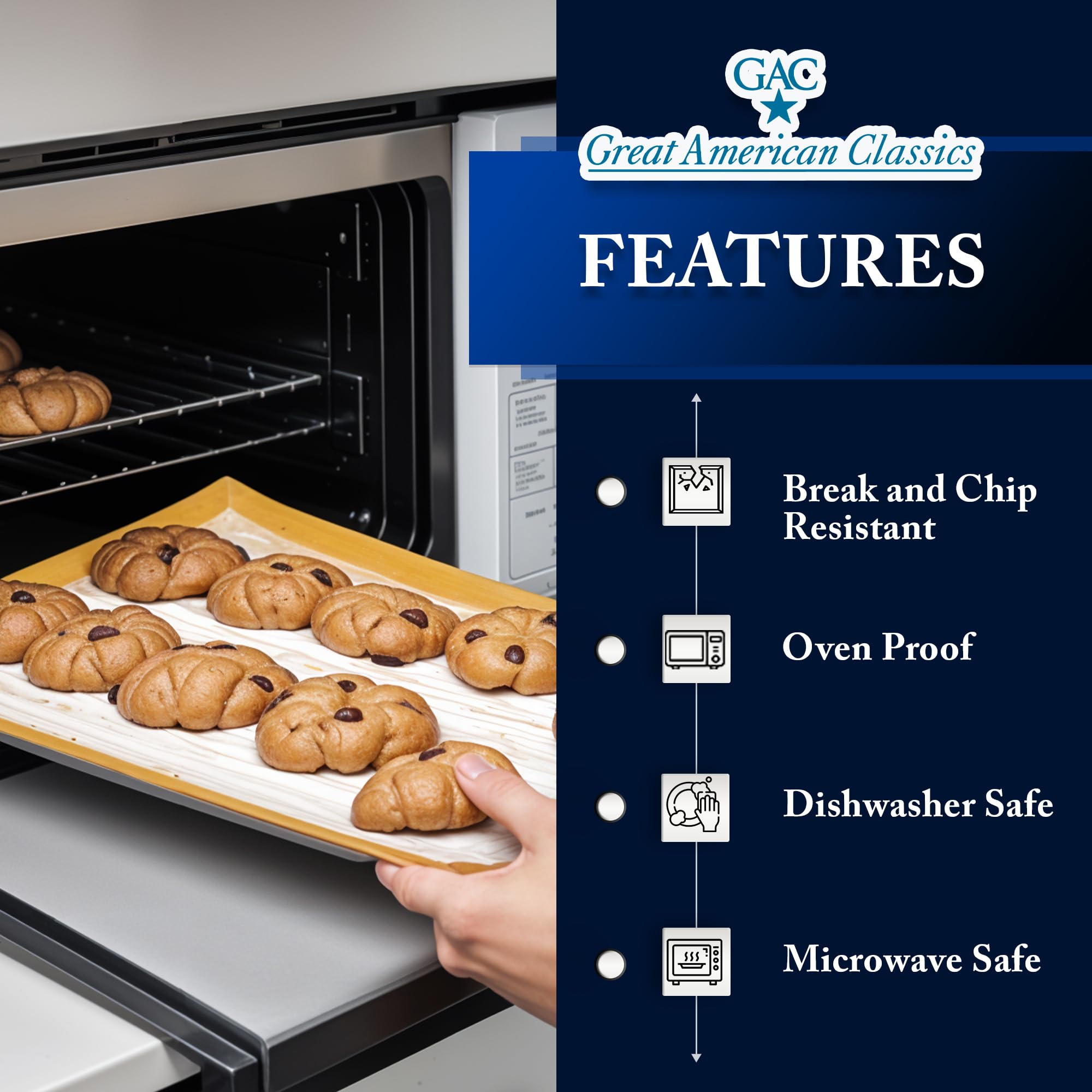 GAC Tempered Glass Serving Tray - Rectangular Platter, Oven & Dishwasher Safe (Silver Rain Flower) - View #9