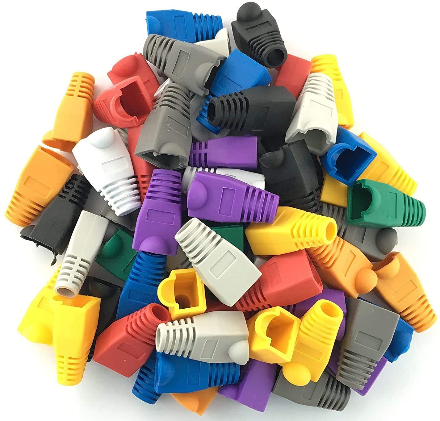 ZXF RJ45 Connector Network Plug Sheath Cable Plug Cable Ends Plug Connector Cover Boots Cap 100Pcs