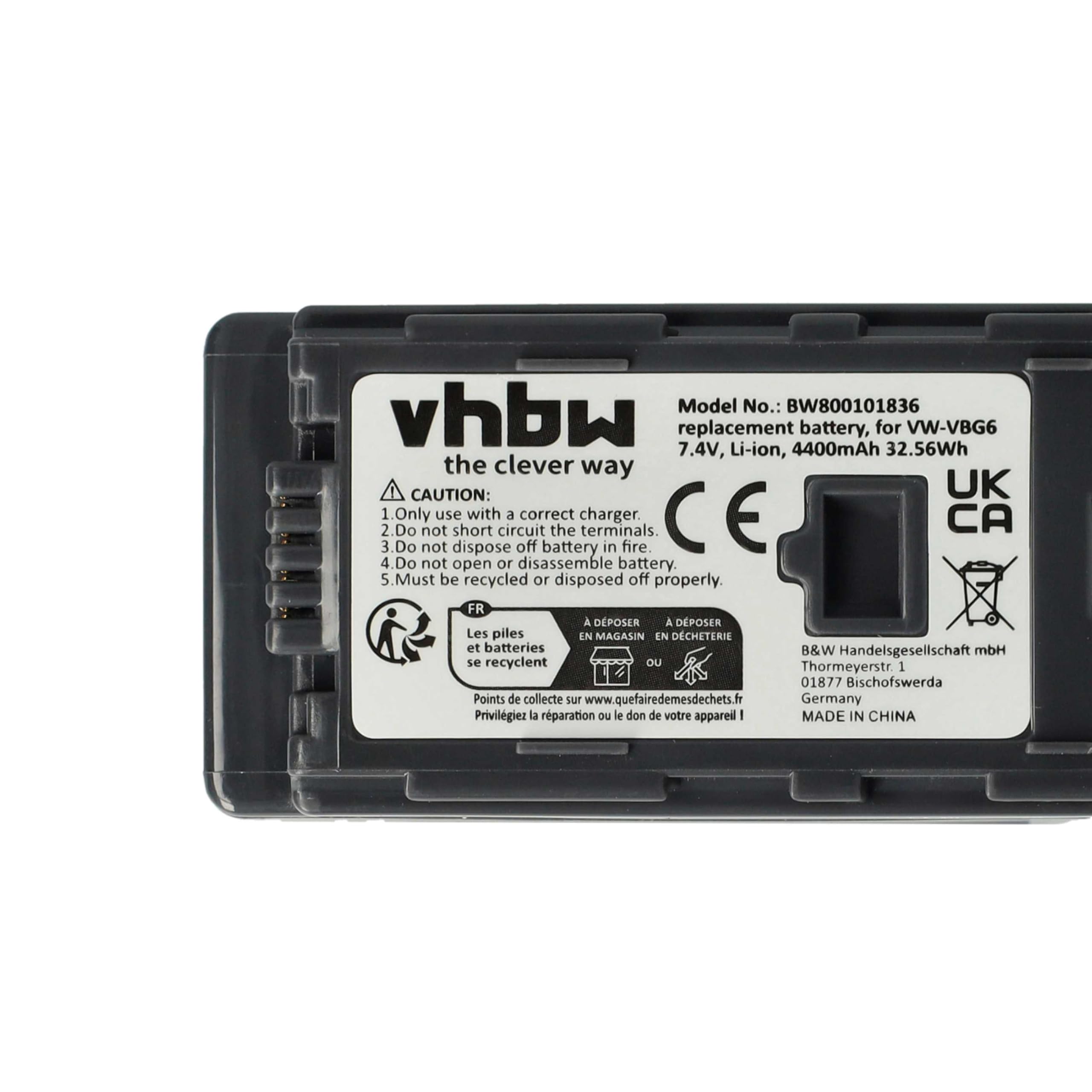 vhbw 3X batería Compatible con Panasonic AG-HMC151, AG-HMC151EU, AG-HMC70 cámara de vídeo (4400 mAh, 7,4 V, Li-Ion) con Chip