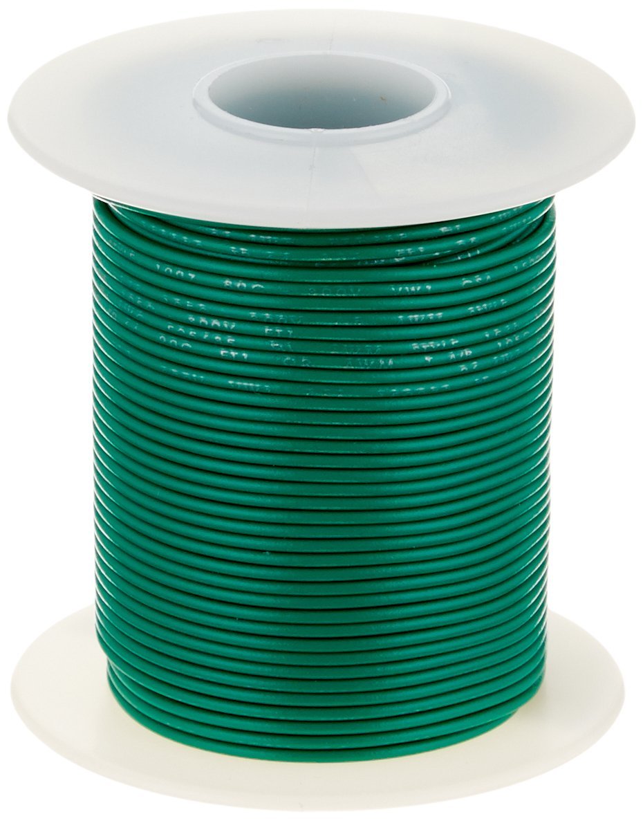 Remington Industries 26UL1007SLDGRE UL1007 26 AWG Gauge Solid Hook-Up Wire, 300V, 0.0190