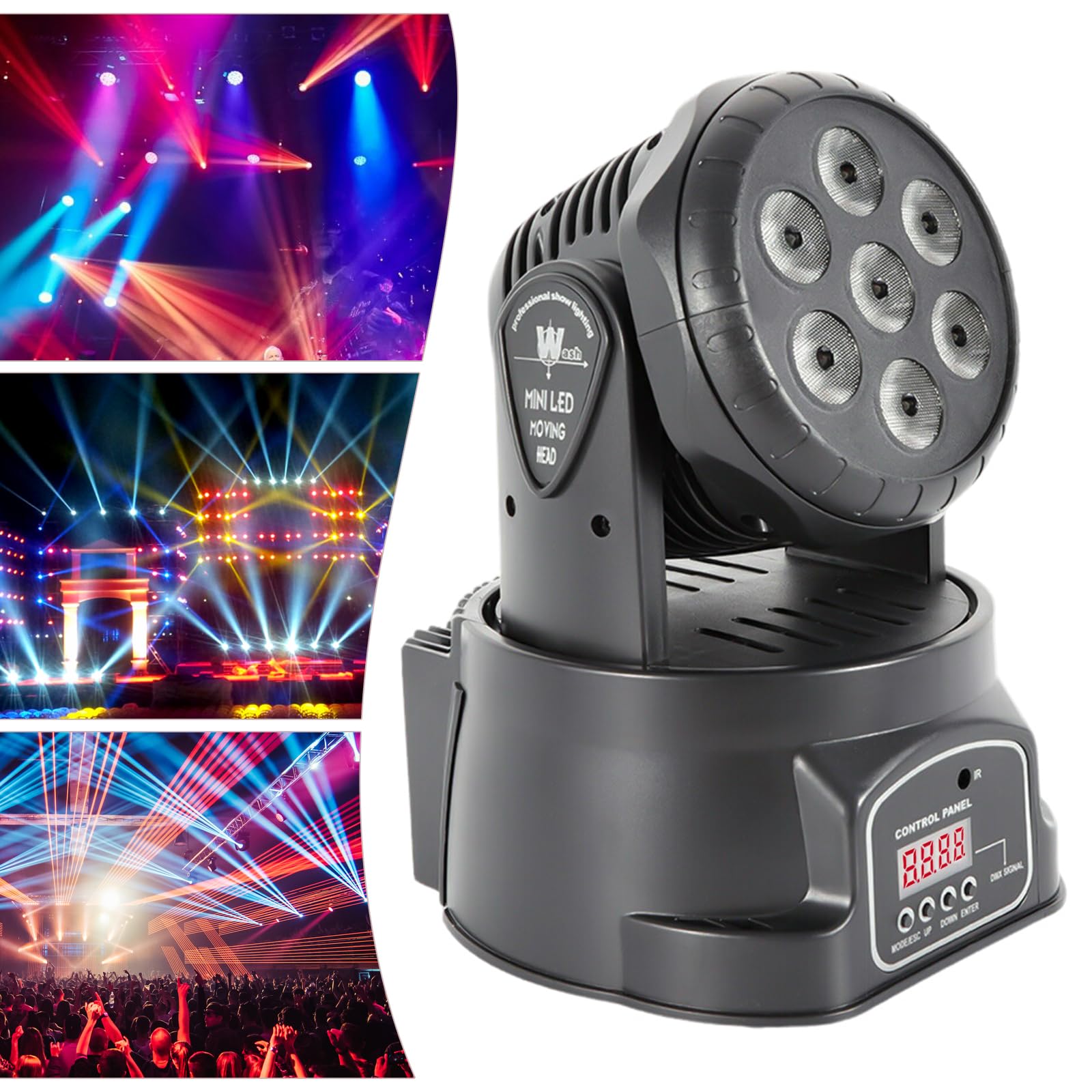 Moving Head, LED 4in1 Mini Bühnenlicht, 7 x 10 W, DJ Partylicht mit Fernbedienung für DJ Disco Hochzeit Club Bar Show