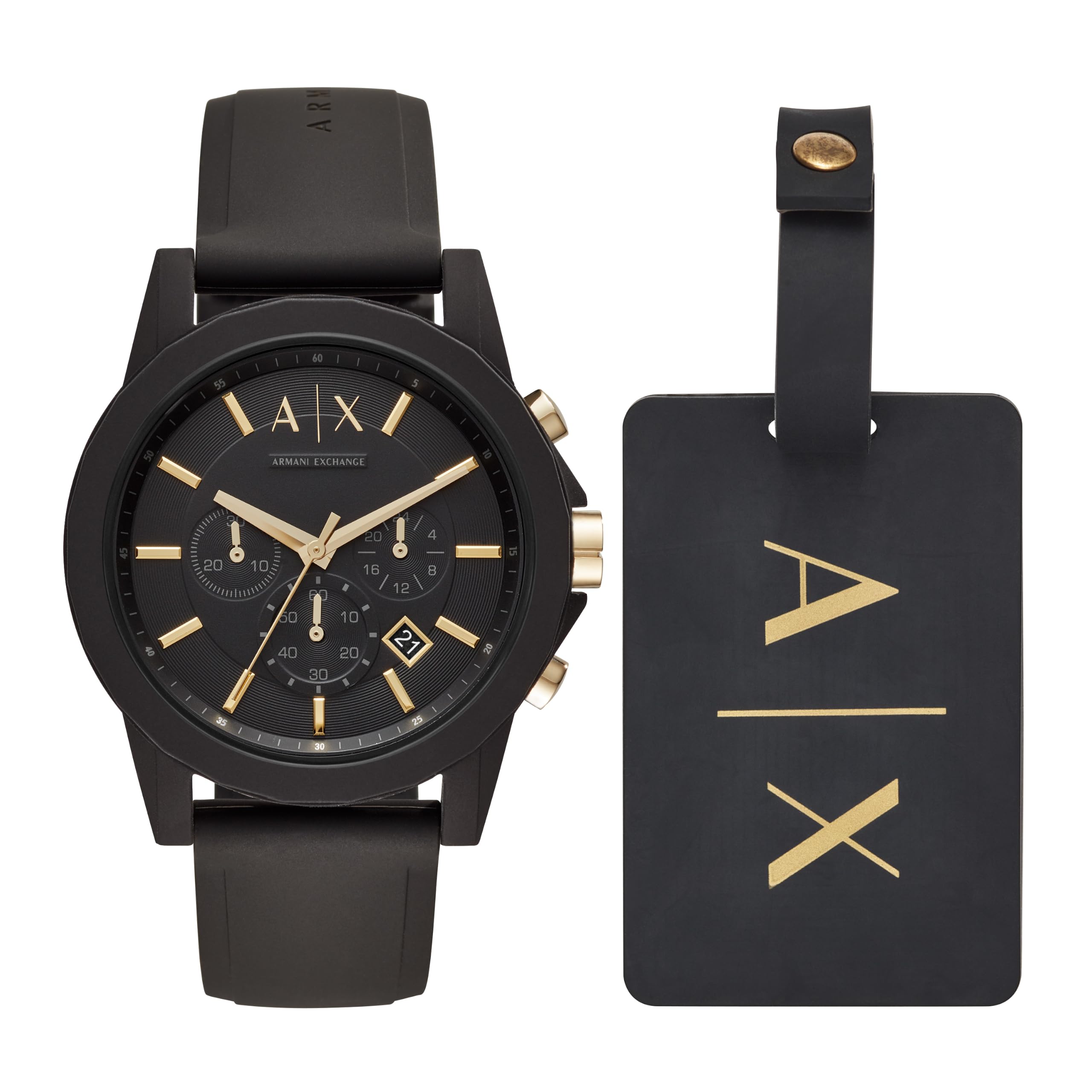 Armani Exchange Watch for Men, Quarz-Chronographenwerk und 45mm Gehäusegröße mit Silikonarmband