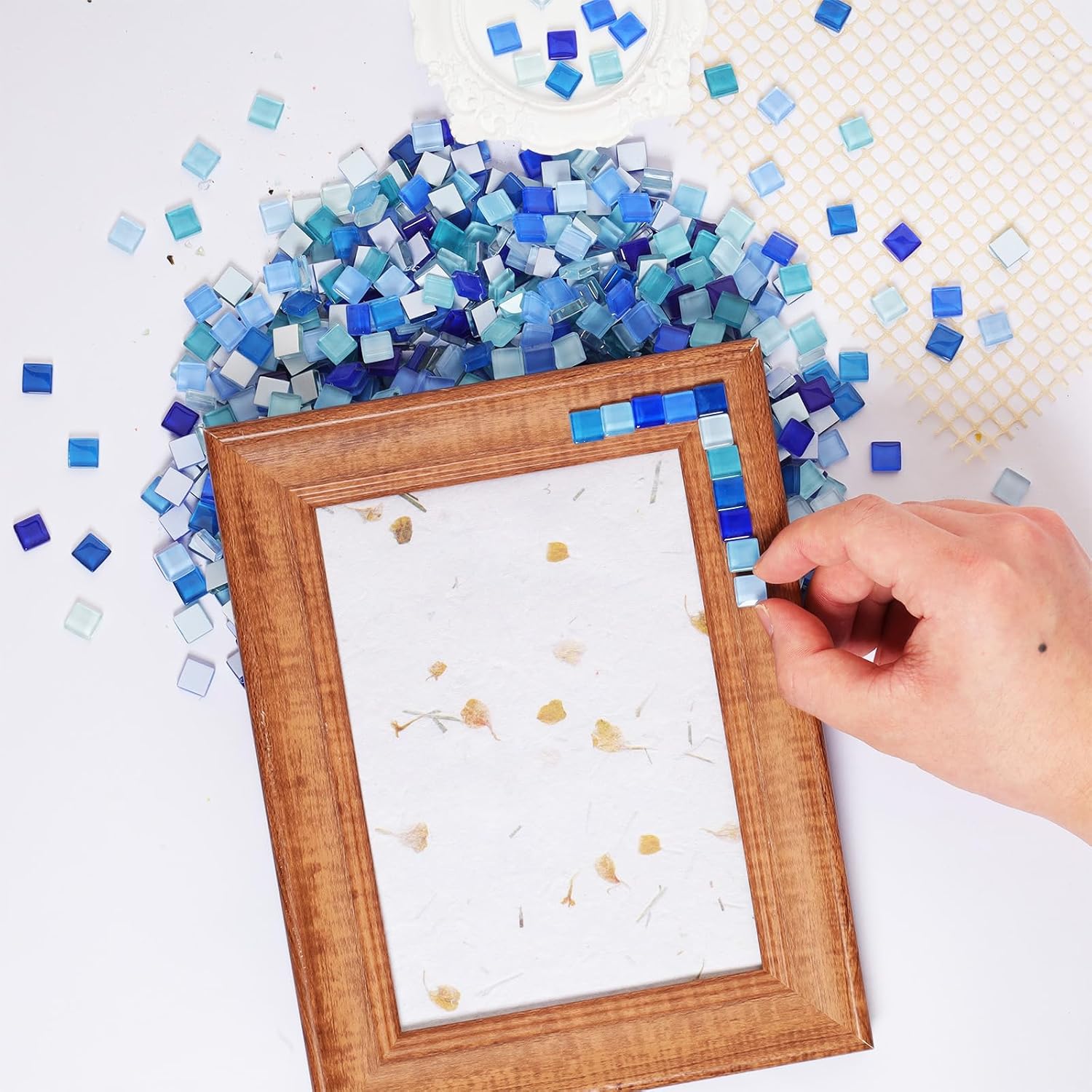 2.2 Pounds Mixed Glass Mosaic Tiles 1100pcs Stained Glass Pieces for Square Bulk Mosaic Supplies for Home Decor Artists Crafts DIY (Fashion, 1100)