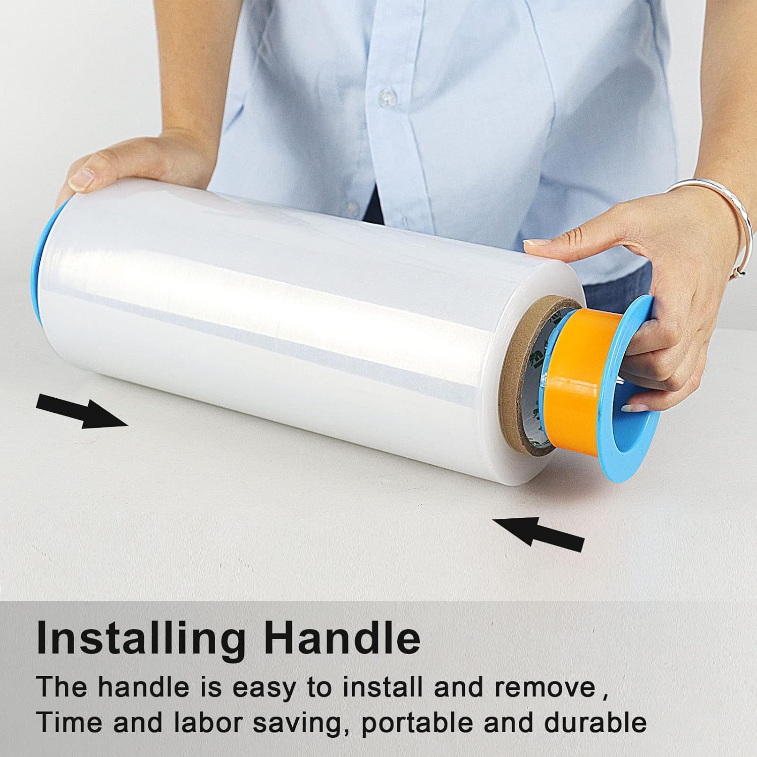 BOMEI PACK Stretch Wrap Rolls 10" x 1000 Ft 4 Pack - 80 Gauge Thick Stretch Film - Clear Plastic Wrap with Handles for Pallet Wrapping Shipping Moving