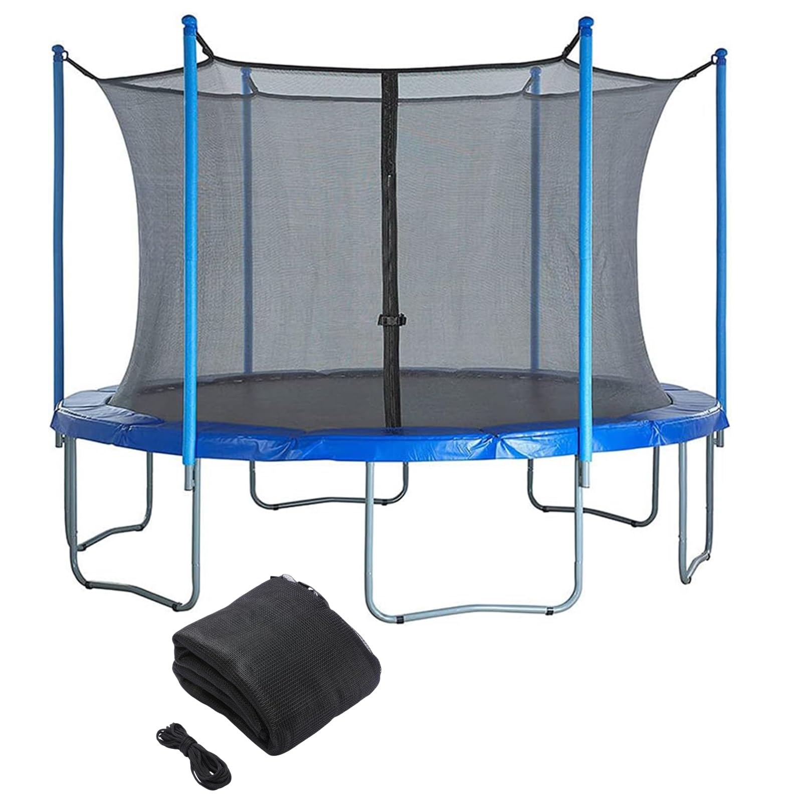Rete di Ricambio per Trampolino, Rete di Sicurezza per Trampolino con Cinghie Regolabili E Cerniere, Rete di Sicurezza da 6/8/10/12/14/15 Piedi per Trampolini Rotondi a 6 Pali(10ft)