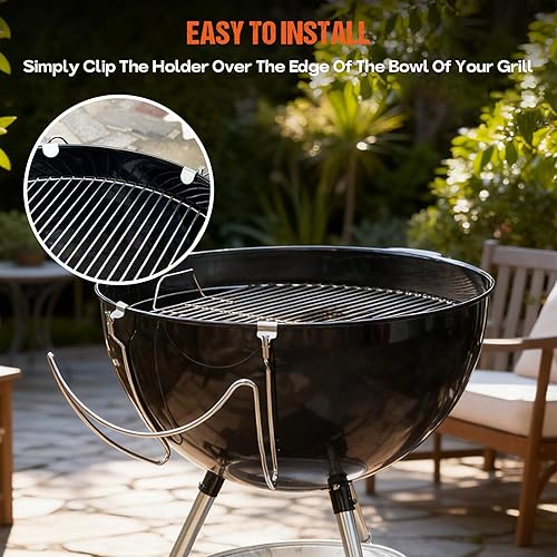 Miniatura 4 de onlyfire Soporte de tapa de acero inoxidable Slide-a-Side para parrillas de carbón de 18”/22”/26”