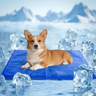 Hundekühlmatte L 50×90, Selbstkühlende Gel Kühlpad, Wasserdicht Ungiftig Waschbar Faltbar, Für Hunde Katzen, Sommer Kühlunterlage für Box Sofa Auto