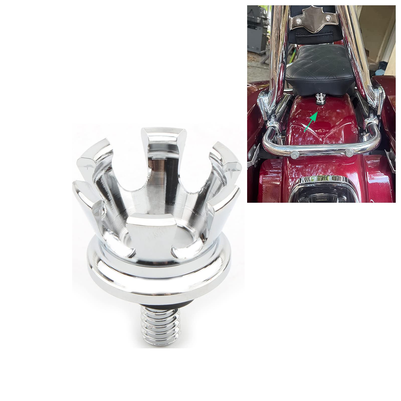 Harley Seat Bolt - 1/4-20 Thread Aluminum Crown Nut For Sportster, Touring, Dyna, Softail Models