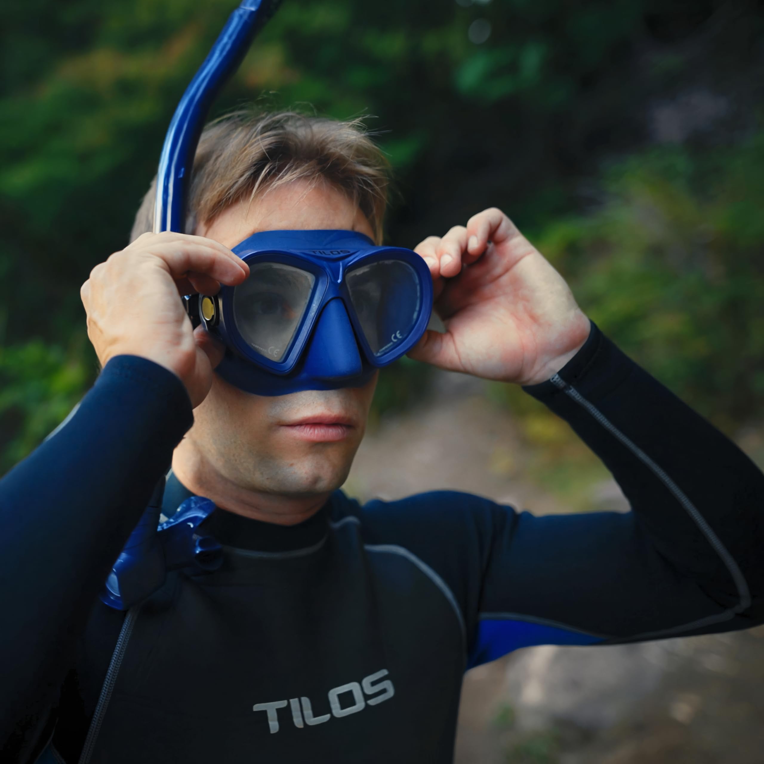 Tilos AquaStalk - Maschera subacquea e set da snorkeling semi-dry Hi-Flow 2 - Avventure in apnea senza cuciture
