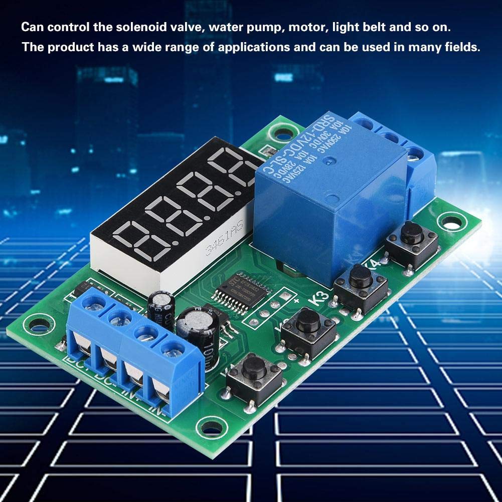 Timer Relay, YYC-2S Modulo di controllo automatico Interruttore di plastica regolabile Display a LED per elettrovalvola, pompa acqua, motore, cinghia leggera, ecc(12V)