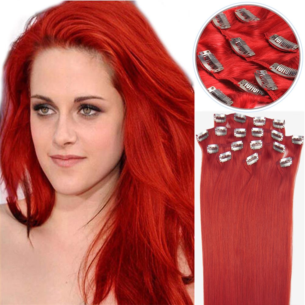Human Hair Extensions Clip in Straight Remy Hair 100gr 20'' For a Full Head (#24 Golden Blonde)