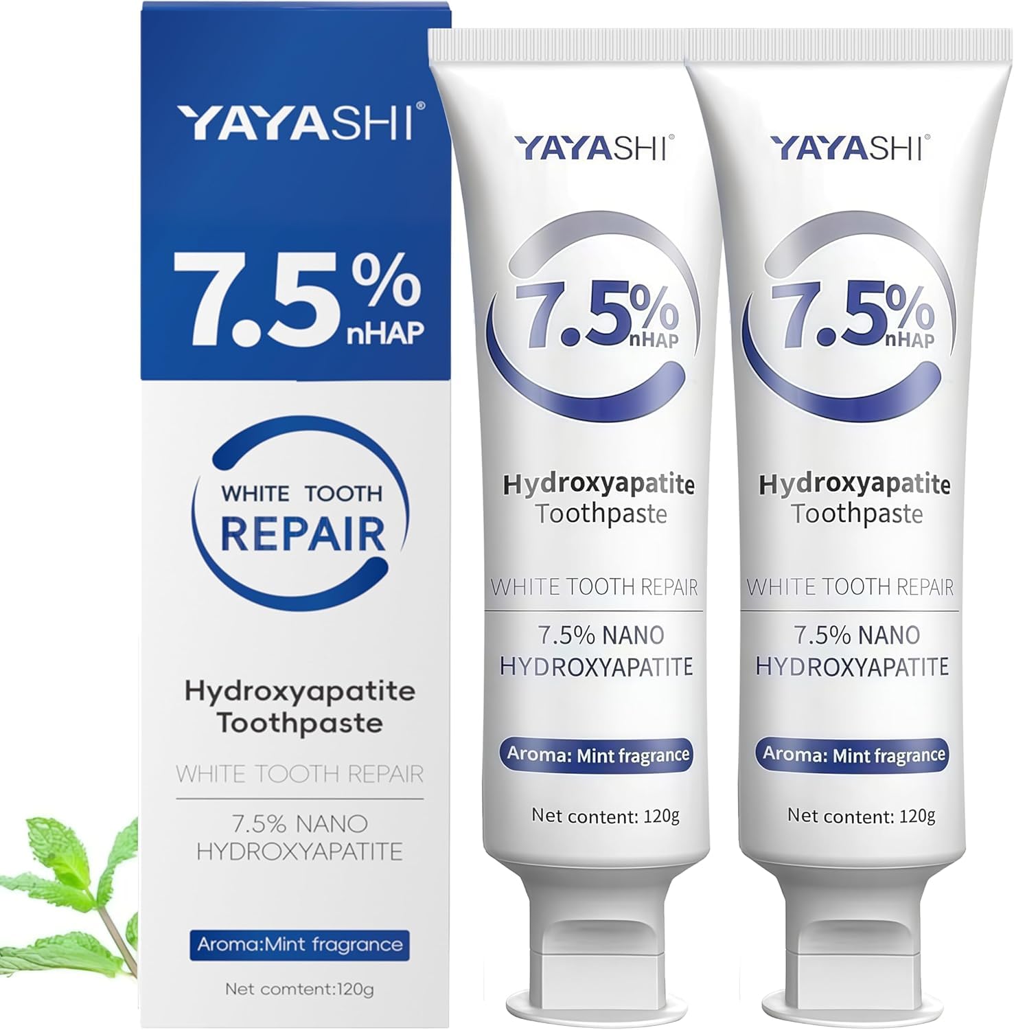 Set 2-Pack Hydroxyapatite Toothpastes for Enamel Protection and Tooth Strengthening Gentle Mint Fresh Breath Daily Use for Oral