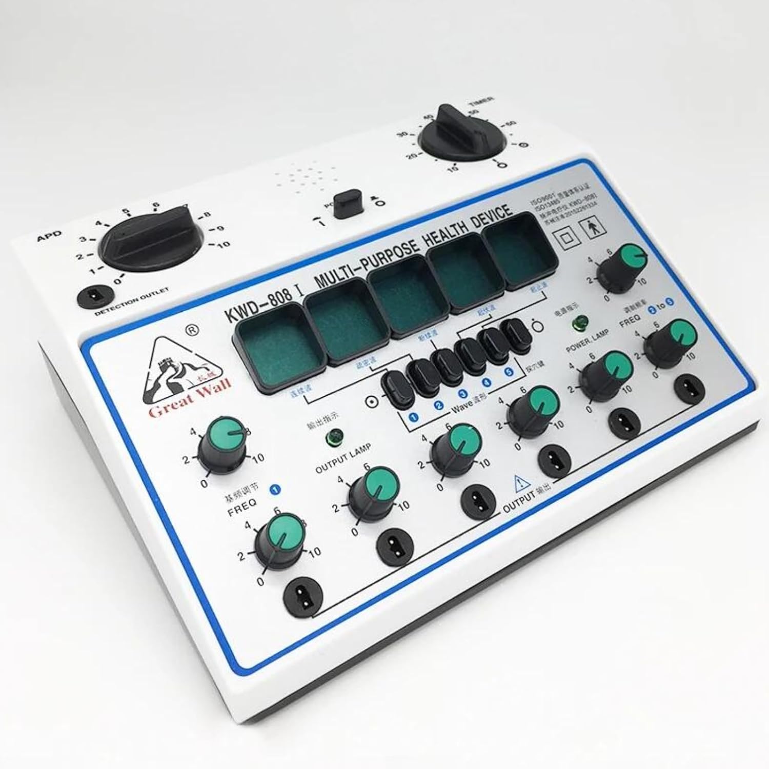 KWD808-I Electric Acupuncture Machine, 6 Output Patch Massager Care, 110-240V Electric Impulse Acupuncture Treatment, 5 Wave Types, 500-1060hpa