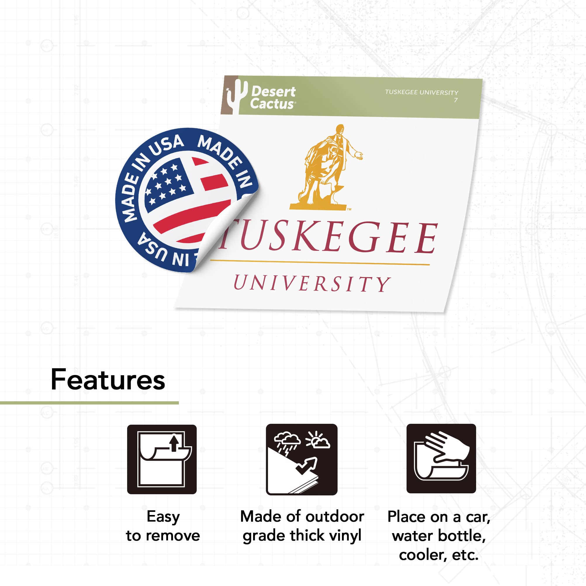 Tuskegee University NCAA Sticker Sheet - Vinyl Decals For Laptop, Water Bottle & Car - View #6