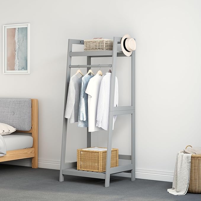 IOTXY Open Wood Garment Rack Solid Woods Freestanding