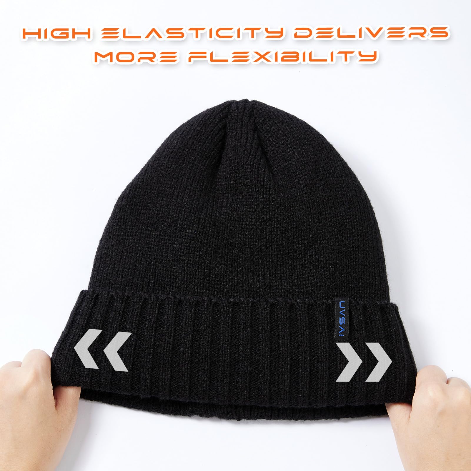 UVSAI 4 Pack Fleece Lined Beanie Winter Soft Warm for Men Women Stretchy Fit Unisex Cuffed Knit Hat