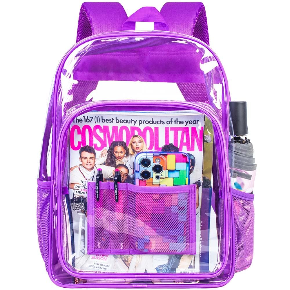 AGSDON Clear Backpack, Heavy Duty Transparent Bookbag, See Through PVC Backpacks for Women Men