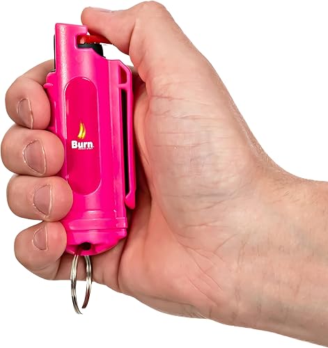 Miniatura 4 de Burn Llavero de spray de pimienta para mujeres de defensa personal - Spray OC de fuerza máxima - Estuche moldeado de 12 oz, color rosa