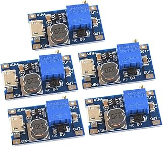 iHaospace 5 Pcs DC-DC Boost Converter Step-up Voltage Regulator Voltage Stabilizer Adjustable Power Supply DC 2-24V To 5V 9V 12V 28V 2A With Micro USB Input