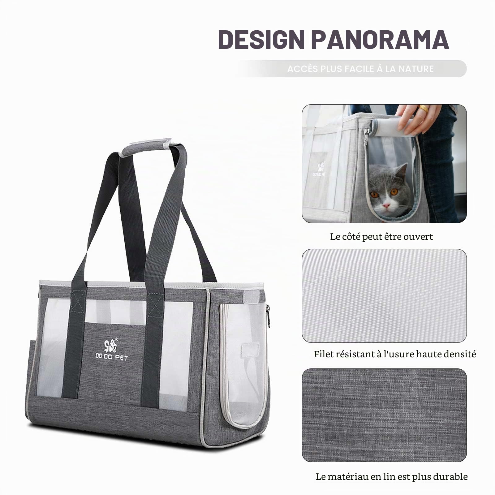 PETCUTE Sac Transport Chat Petit Chien,Sac de Transport pour Chien et Chat avec Sangle de Sécurité Interne,Sac de Transport pour Animaux de Compagnie avec Abnehmbares Kissen,Airline Approuvé
