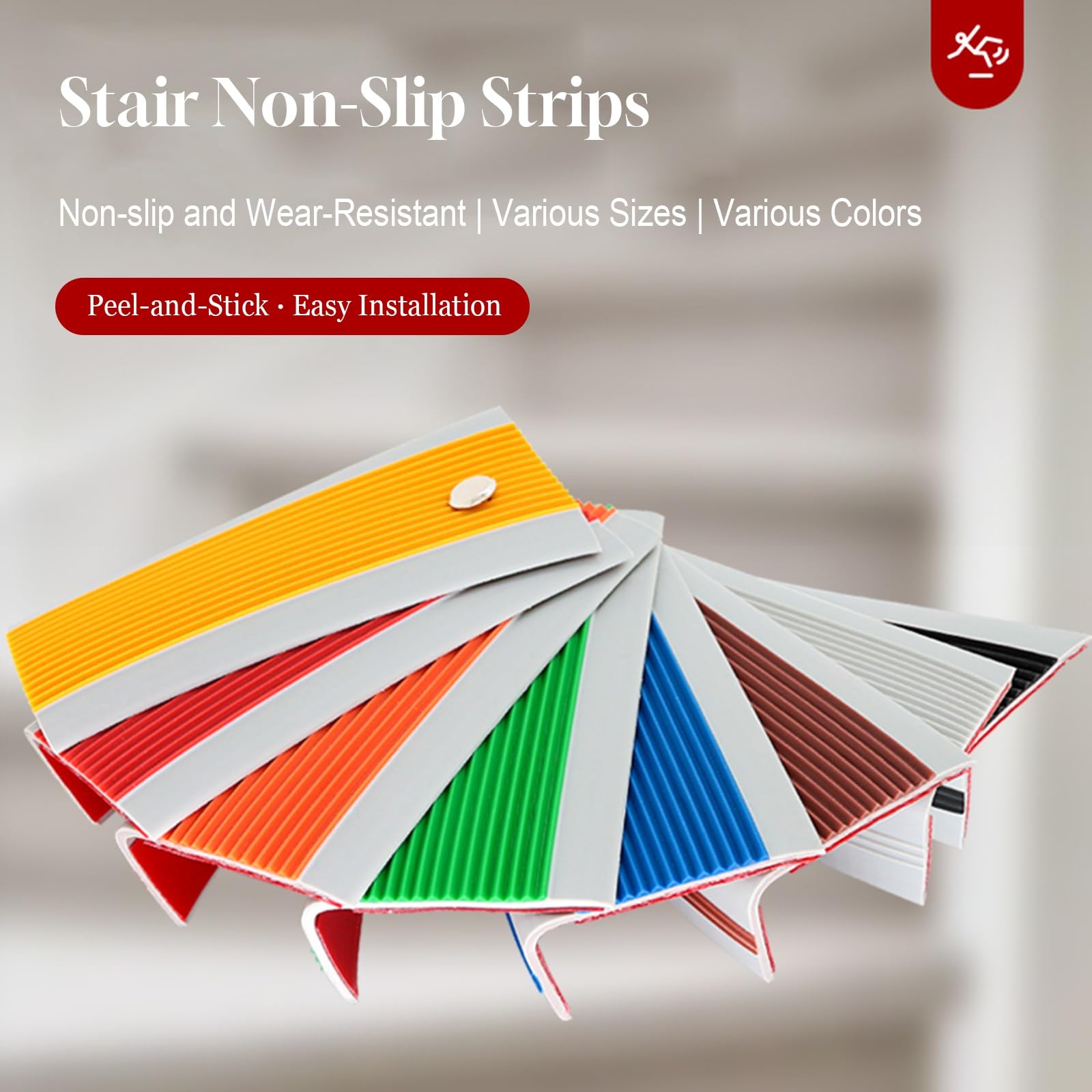 Tiras antideslizantes para peldaños de escalera, autoadhesivas, protectores de bordes de goma para peldaños interiores y exteriores, tiras de seguridad de vinilo para escaleras (rojo, 4,06 m160