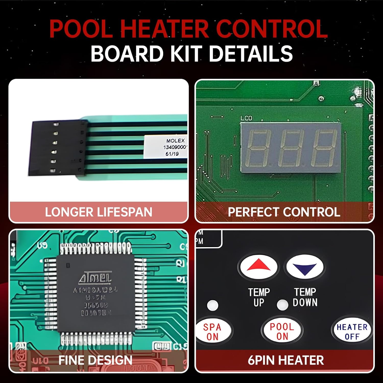 42002-0007S Control Board Kit with 472610Z Switch Pad Compatible with Pentair MasterTemp 250/300/400 Sta-Rite Max-E-Therm NA SR400/SR333/SR200 and LP Series Pool/Spa Heater