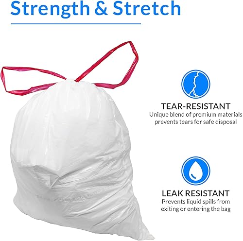 Miniatura 4 de Reli. Bolsas de basura con cordón de 2 a 4 galones, 250 unidades, 18 x 20 pulgadas, bolsas de basura pequeñas de 4 galones, asas con cordón, bolsas
