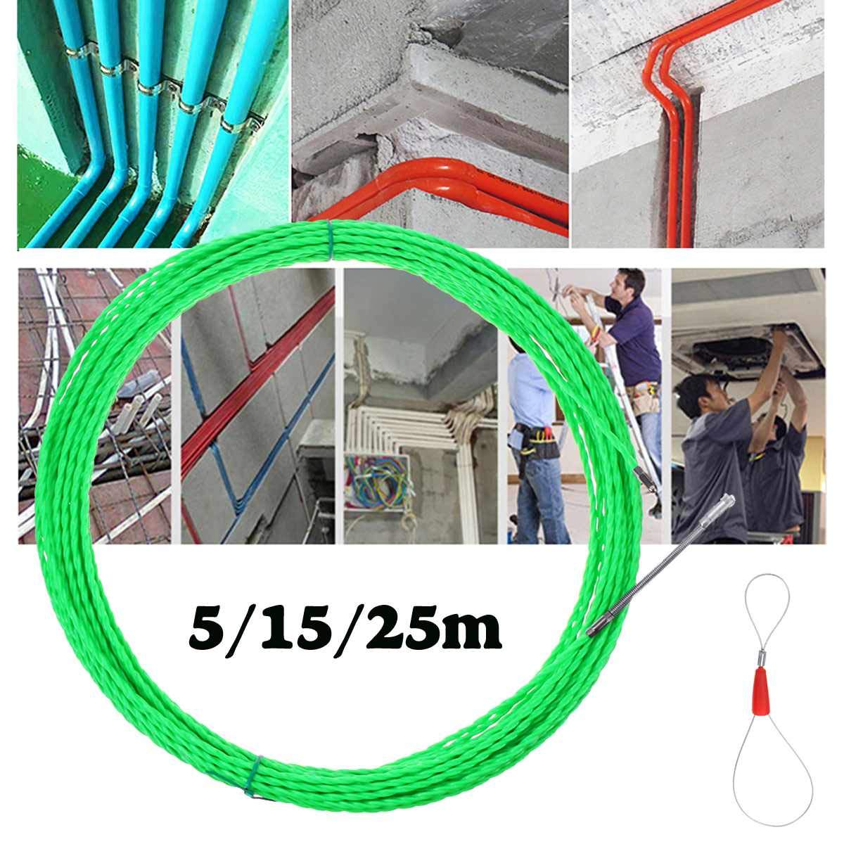 Extractor de cables de cinta pasacables, Cable de fibra vidrio 4 mm, extractor cable eléctrico con cinta extracción peces, pasacables for conductos extractores(25m)