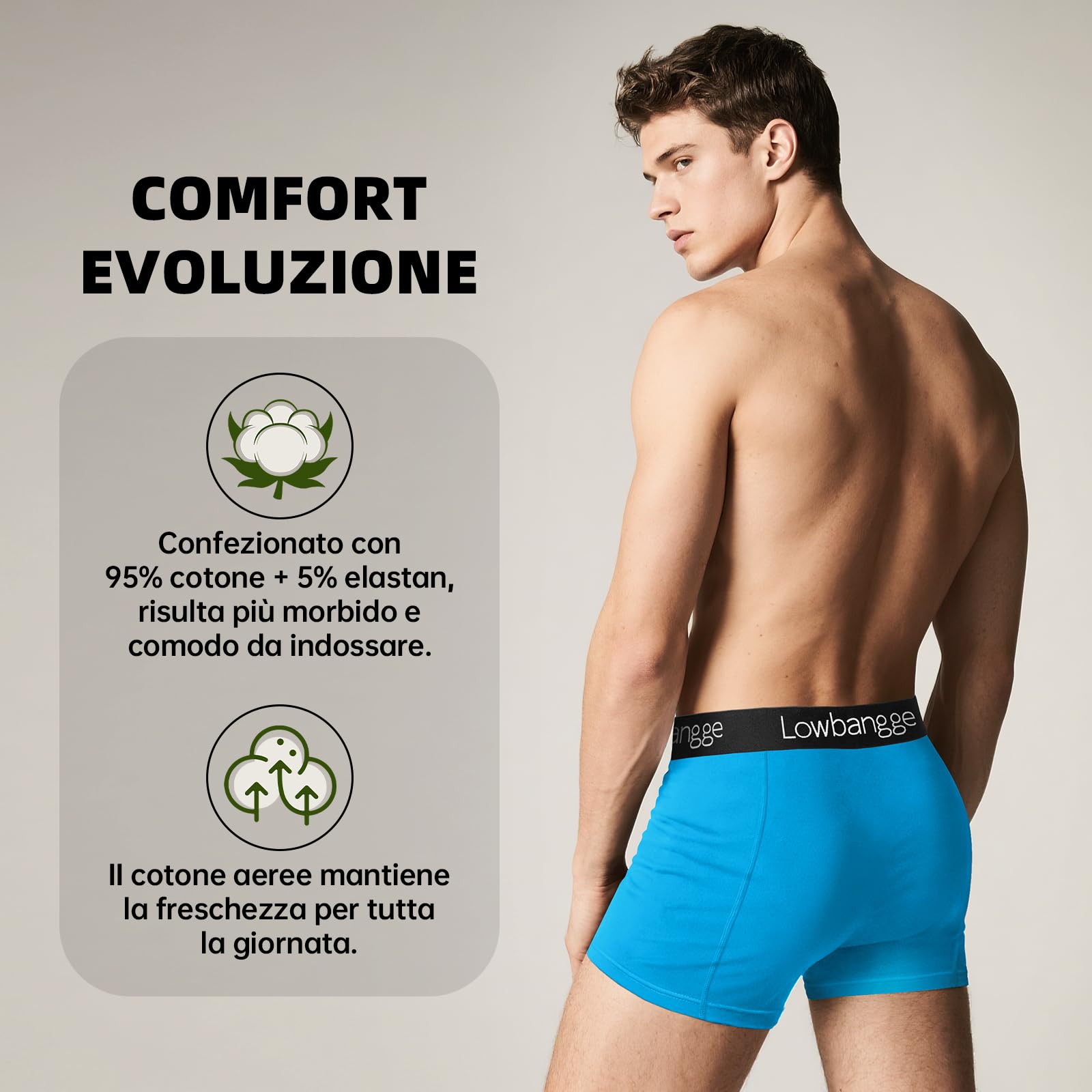 Boxer Uomo Cotone 6 Pezzi, Traspiranti Comodi | Mutande Uomo, Morbidi Confortevoli, Tessuto Cotone, Cintura Elastica, Freschi Traspiranti, Resistenti