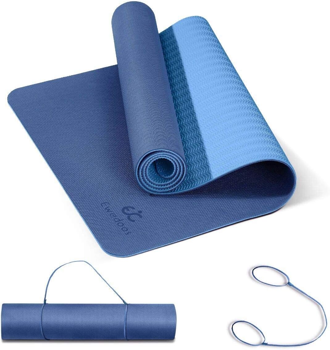 EwedoosYoga Mat Non Slip TPE Yoga Mats Exercise Mat Eco Friendly Workout Mat for Yoga, Pilates and Floor Exercise Thick Fitness Mat Carry Strap Included