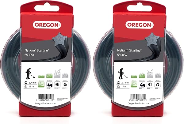 Fil débroussailleuse nylon étoile 2,7 mm x 15 m, coupe herbes hautes, lot de 2