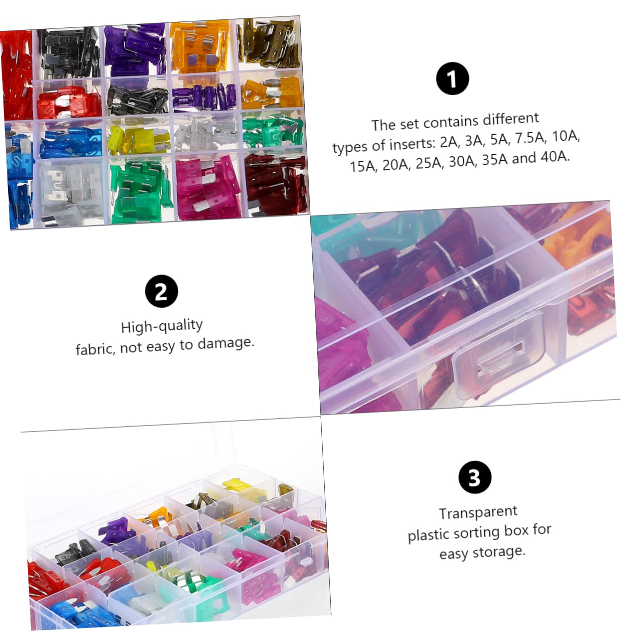 Cabilock 250pcs Automotive Blade Fuse Assortment Kit for Cars and Trucks Standard Size Aluminum Fuses Includes Assorted Blades for Easy Replacement