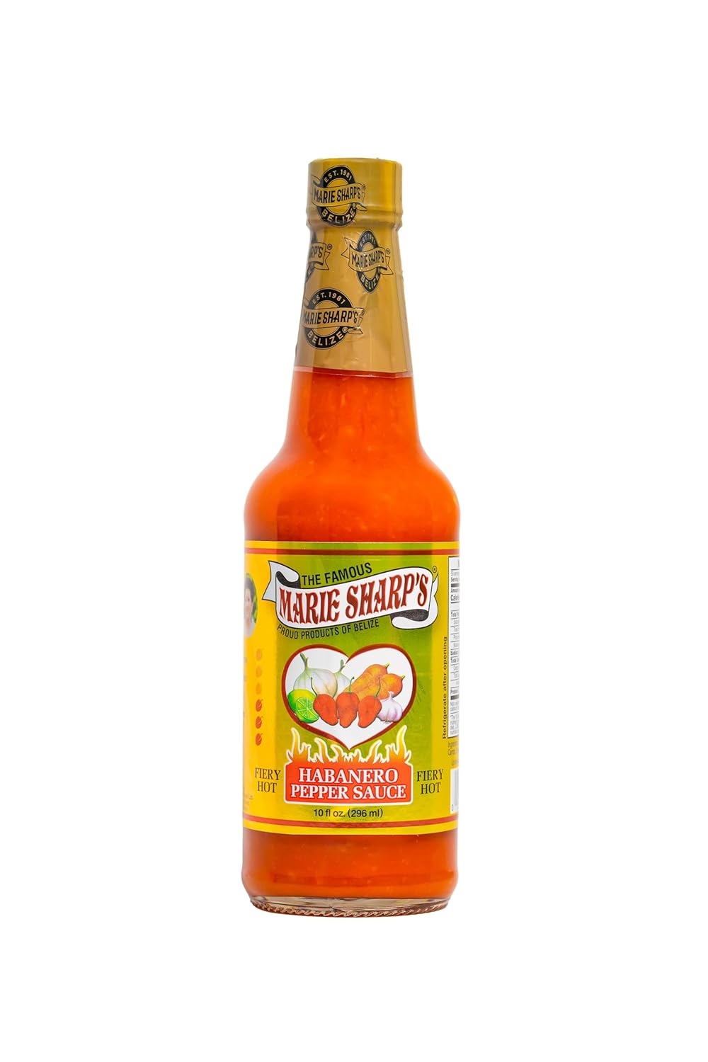 Marie Sharp’s Fiery Hot Habanero Pepper Sauce, 10 oz – Extra Hot Belizean Hot Sauce with Intense Heat & Flavor – All-Natural, Gluten-Free (Pack of 3)