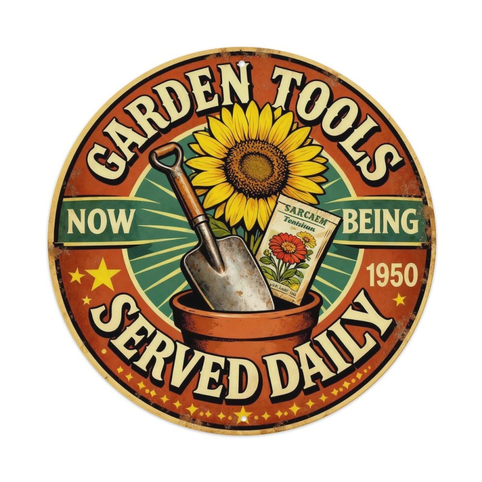 Garden Tools Gardening Sign Metal Tin Sign Plaque