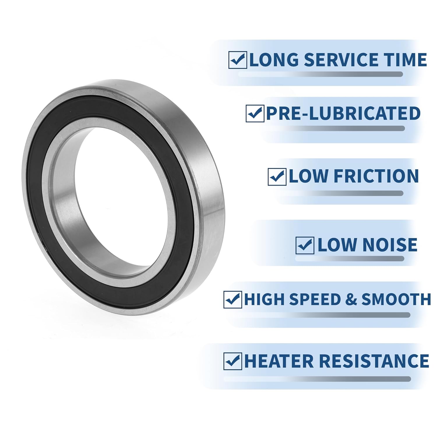 ACROPIX 6016DDU Deep Groove Ball Bearings Lubricated Bearings Double Rubber Seal 80x125x22mm Black Silver Tone