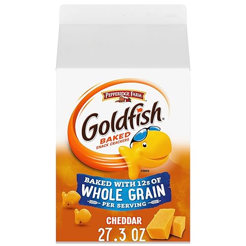 Goldfish Galletas de queso cheddar, horneadas con grano entero, caja de 27.3 onzas