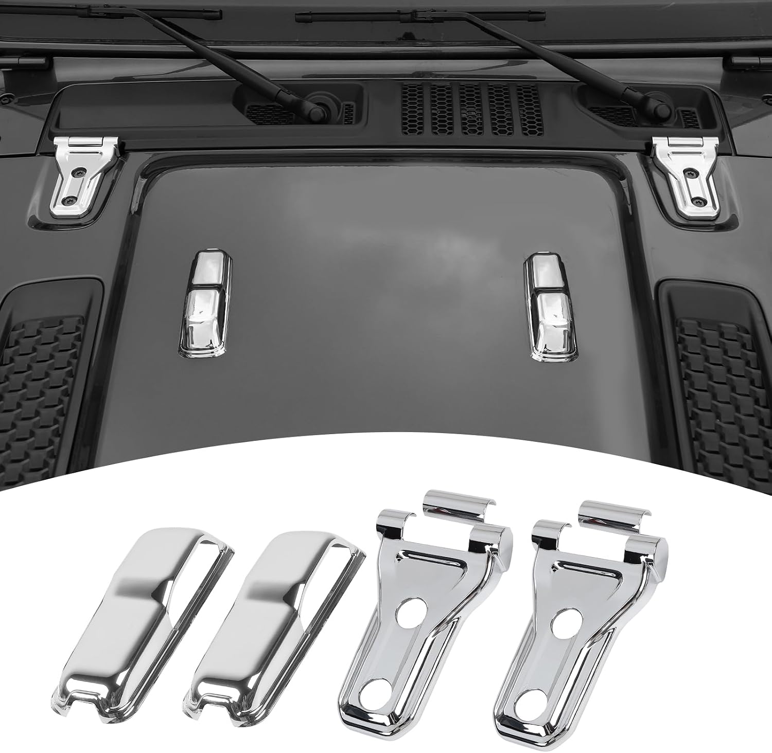 for Jeep JL Hood Hinge Trim Cover Fit for Jeep Wrangler 2018+ Black Exterior Accessories 6pcs